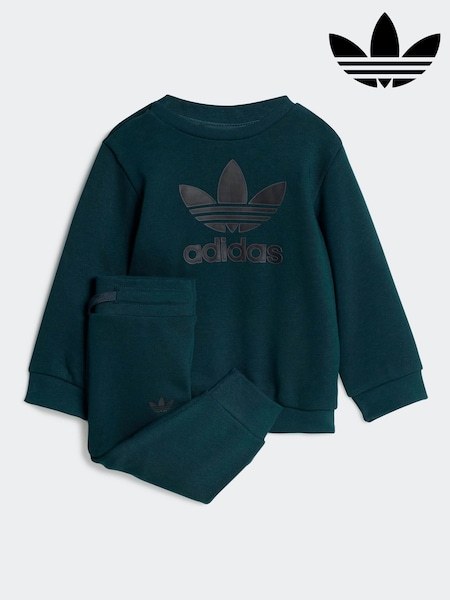 adidas originals Green Trefoil Infant Kids Sweatshirt and Joggers Set (F84699) | £33