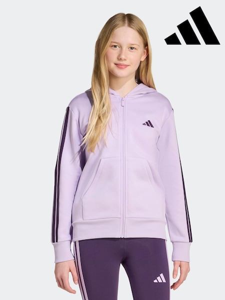 adidas Purple Essentials Zip Hoodie Kids (F84715) | £33
