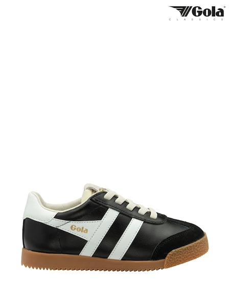 Gola Black Kids Elan Leather Lace-Up Trainers (F84729) | £55