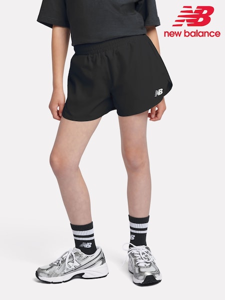 New Balance Black Kids Woven Shorts (F84764) | £35 - £42