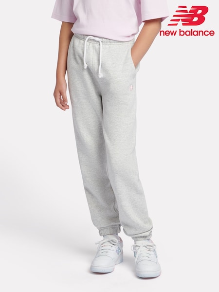 New Balance Grey Kids French Terry Small Logo Joggers (F84795) | £45 - £54