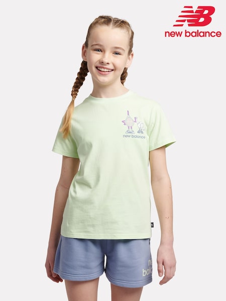New Balance Green Kids Athletics Tennis Cartoon 100% Cotton Graphic T-Shirt (F84805) | £20 - £24