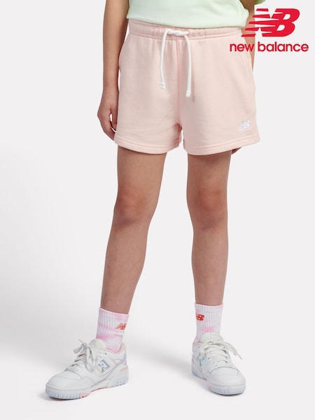 New Balance Pink Dark Small Girls Logo Shorts (F84811) | £35 - £42
