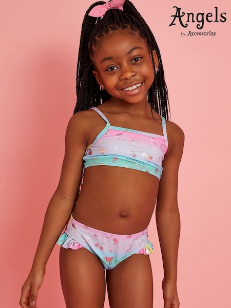 Angels By Accessorize Pink Girls Ombre Foil Print Bikini Set (F84838) | £15 - £17