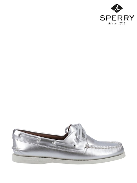 Sperry Silver Authentic 2 Eye Boat Shoes (F85049) | £100