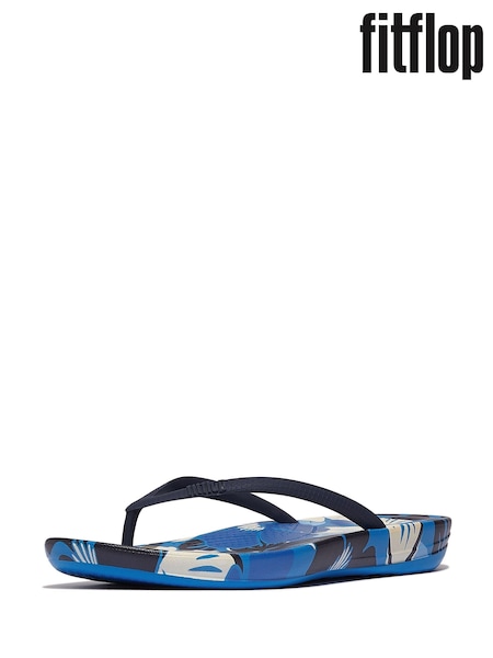FitFlop Blue iQushion Blossom Flip Flops (F85051) | £38