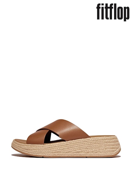 FitFlop Brown F-Mode Cross Slide Sandals (F85066) | £110