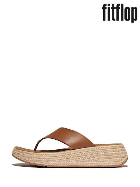 F-Mode Toe Post Brown Espadrilles (F85068) | £100
