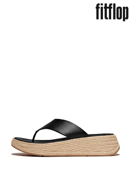 FitFlop F-Mode Toe Post Black Espadrille (F85077) | £100