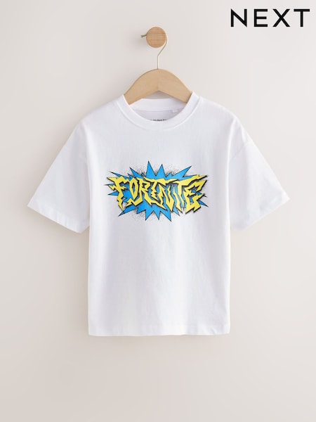 White 100% Cotton Fortnite Short Sleeved T-Shirt (4-16yrs) (F85175) | £12 - £15