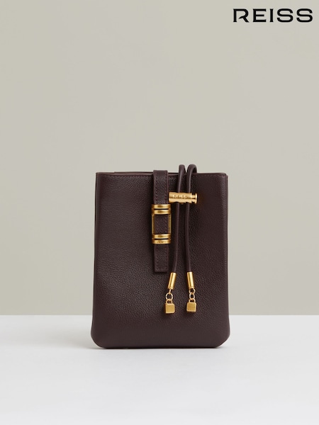 Reiss Oxblood Vienna Leather Phone Holder (F85187) | £98