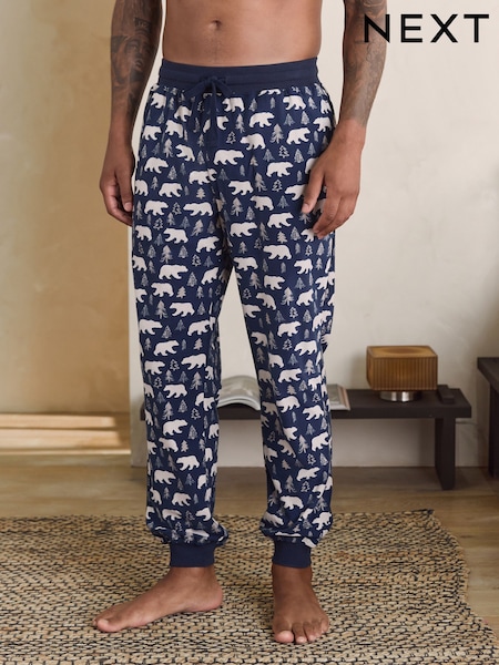 Navy Blue / Neutral Polar Bear Motionflex Cosy Cuffed Pyjama Bottoms (F85425) | £20