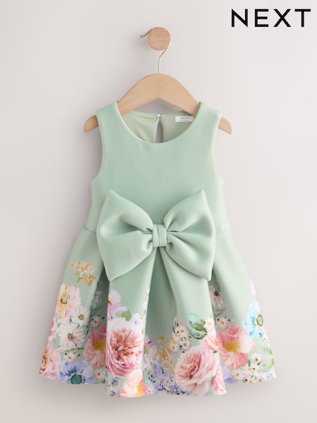 Green Sleeveless Floral Print Party Dress (3mths-7yrs) (F85546) | £22 - £26