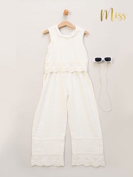 Miss Broderie White Jumpsuit and Sunglasses Outfit Set (F85610) | £28 - £30