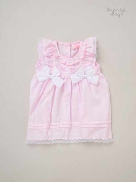 Rock-A-Bye Baby Boutique Pink 100% Cotton Dress Knickers and Bow Headband Outfit Set (F85670) | £20
