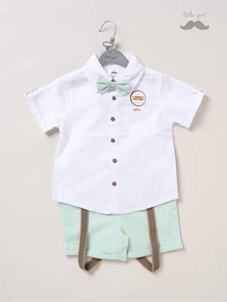 Little Gent Bodysuit Shirt Shorts and Braces Outfit Set (F85707) | £28