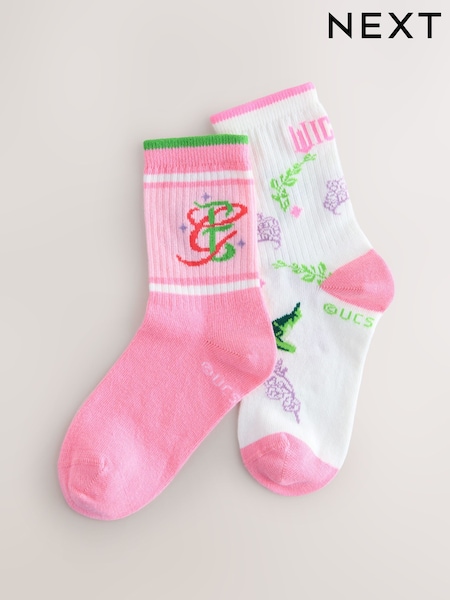 Pink and White Cotton Rich Wicked Ankle Socks 2 Pack (F85755) | £5 - £6