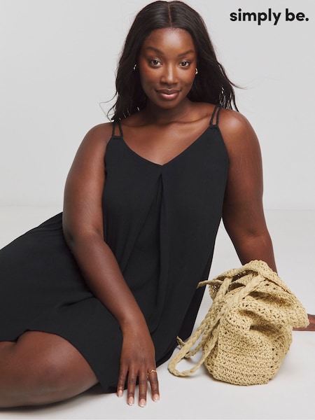 Simply Be Black Beach Strappy Mini Dress (F85829) | £23
