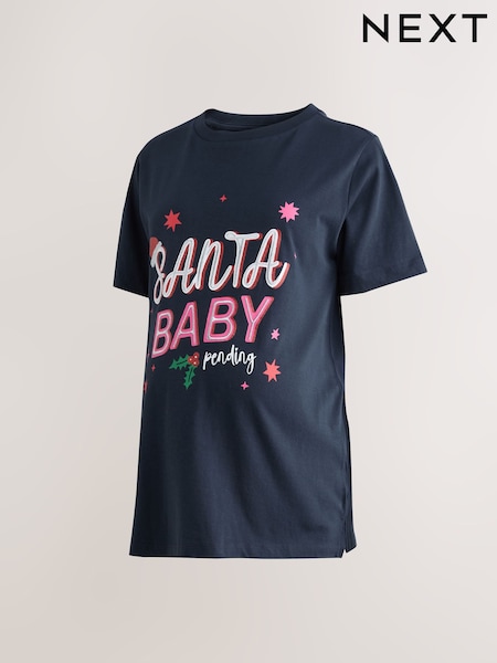 Christmas Navy Maternity Graphic T-Shirt (F85850) | £20
