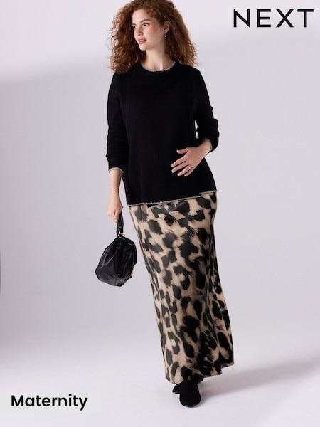 Animal Print Maternity Satin Maxi Skirt (F85853) | £34