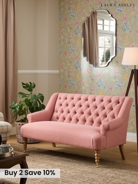 Laura Ashley Plaster Pink Westham Weave Ropsley Small 2 Seater Sofa (F85861) | £849