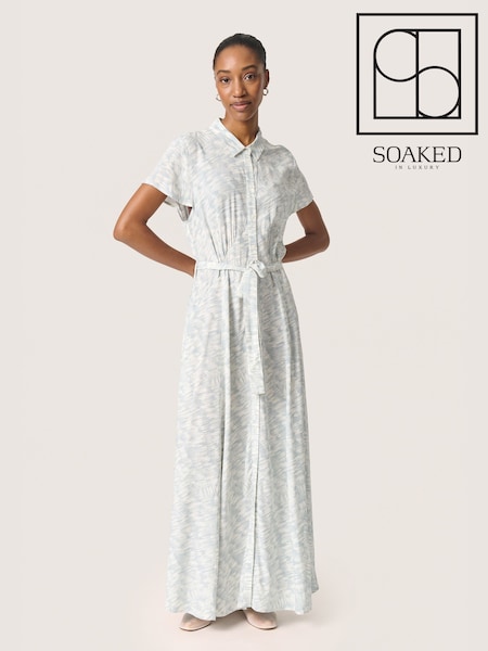 Soaked in Luxury Blue SLArjana Dress Short Sleeves Maxi Dress (F85882) | £80