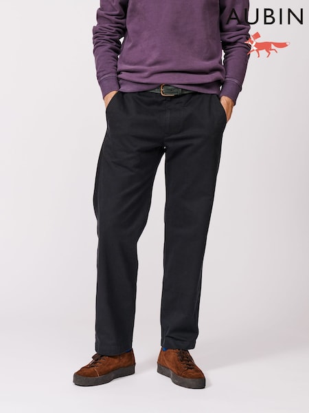 Aubin 100% Cotton Ormsby Selvedge Black Chinos (F85950) | £129