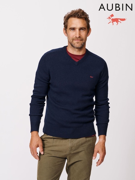 Aubin Aubin Blue Eastbourne V-Neck Jumper (F85966) | £79