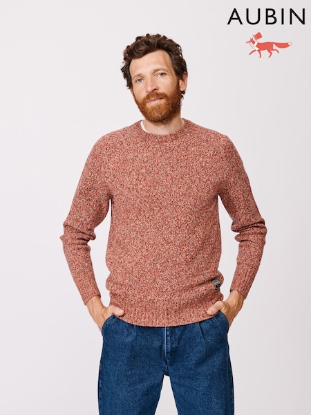 Aubin Orange Riply Twist Crew Neck Jumper (F85985) | £95