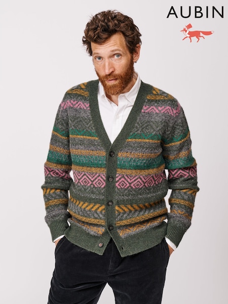 Aubin Green Fairisle Cardigan (F86014) | £139