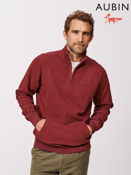 Aubin Red Provost Zip Neck 100% Cotton Sweatshirt (F86020) | £89