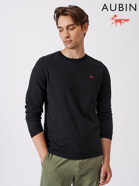 Aubin Buttermere 100% Organic Cotton Long Sleeve Black T-Shirt (F86074) | £45