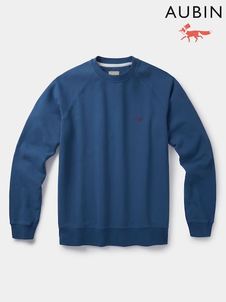Aubin Blue Ash Crew Neck 100% Cotton Jumper (F86081) | £79
