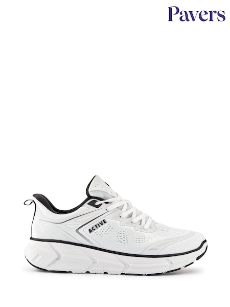 Pavers White Wide Fit Memory Foam Trainers (F86260) | £40