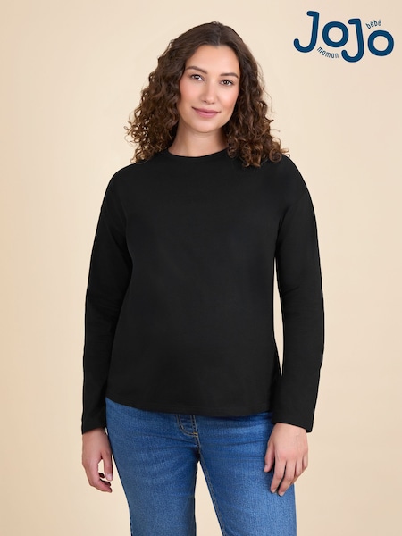 JoJo Maman Bébé Black Long Sleeve Boyfriend Maternity T-Shirt (F86274) | £18