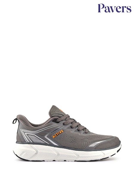 Pavers Grey Wide Fit Memory Foam Trainers (F86277) | £40