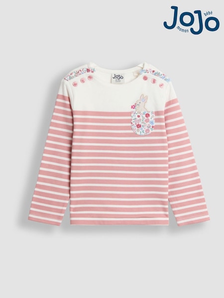 JoJo Maman Bébé Pink Breton Top (F86294) | £15 - £18