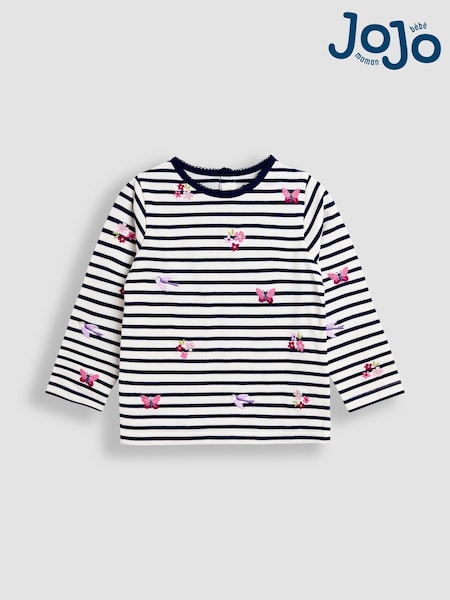JoJo Maman Bébé Blue Embroidered Top (F86349) | £15 - £18