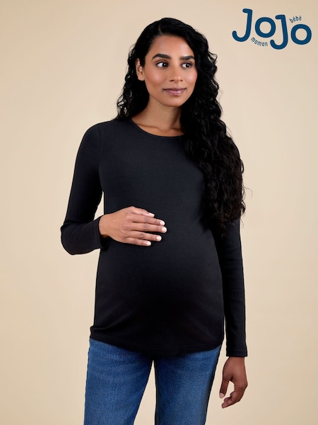 Jojo Maman Bébé Black Ribbed Tops 2 Pack (F86355) | £0