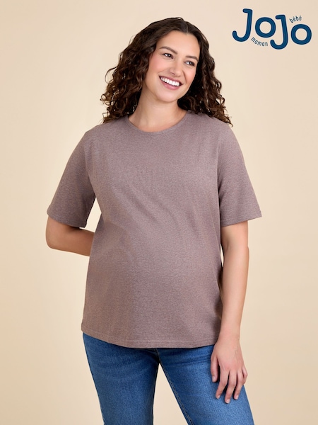 JoJo Maman Bébé Brown Oversized Boyfriend Maternity T-Shirt (F86408) | £17