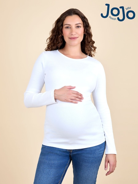 JoJo Maman Bébé Grey 2-Pack Ribbed Maternity Tops (F86429) | £36