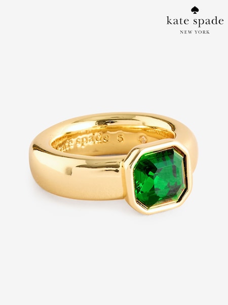 kate spade new york Gold Tone Keep Sparkling Asscher Green Ring (F86460) | £85