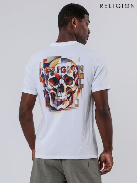 Religion White Abstract 100% Cotton T-Shirt (F86519) | £35