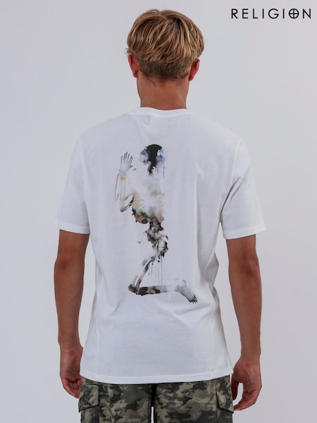 Religion White Water Colour Skeleton 100% Cotton T-Shirt (F86531) | £40