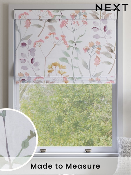 Cream/Pink/Green Isla Floral Made to Measure Roman Blind (F86536) | £52