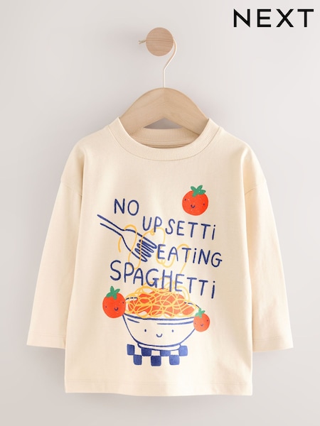 White Spaghetti Long Sleeve Graphic Print T-Shirt (3mths-7yrs) (F86556) | £5 - £7