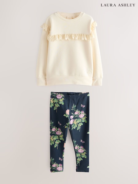 Laura Ashley Cream/Navy Sweatshirt and Leggings Set (F86584) | £28 - £32