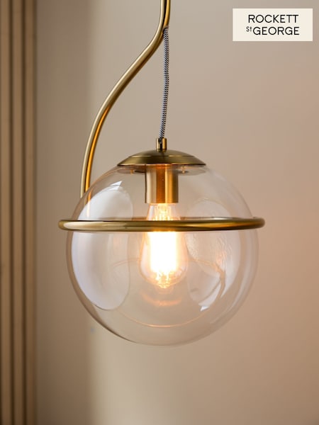 Rockett St George Antique Brass Glass Globe Ceiling Light (F86592) | £95