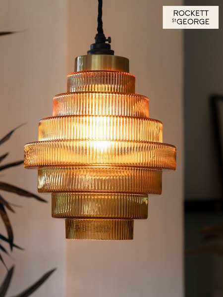 Rockett St George Amber Tiered Glass Easy Fit Ceiling Light (F86595) | £85
