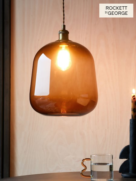 Rockett St George Amber Beautiful Butterscotch Glass Large Pendant Light (F86598) | £145
